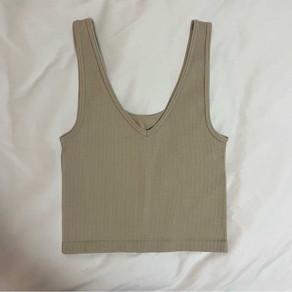 Aeropostale Seriously Soft Seamless 2-way Cropped Tank Tan Beige Size Small